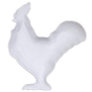Rooster Shape Plate White Brights 12"L